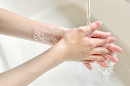 手を石鹸で洗っている画像